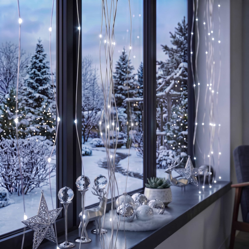 BRILAGI - LED Božićna svjetlosna zavjesa 300xLED/8 funkcija/3xAA/USB 1,2m hladna bijela