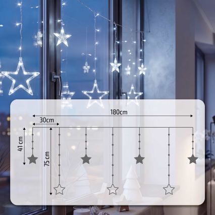 BRILAGI - LED Božićna svjetlosna zavjesa 77xLED/3xAA/USB 1,8m hladna bijela