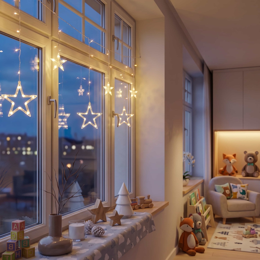 BRILAGI - LED Božićna svjetlosna zavjesa 77xLED/3xAA/USB 1,8m topla bijela