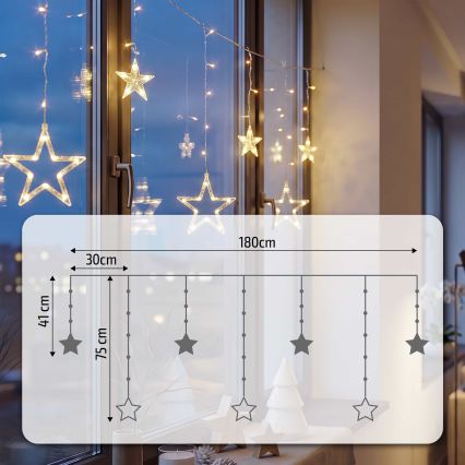 BRILAGI - LED Božićna svjetlosna zavjesa 77xLED/3xAA/USB 1,8m topla bijela