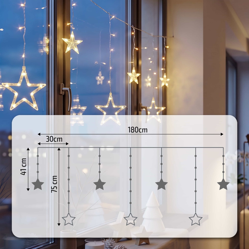 BRILAGI - LED Božićna svjetlosna zavjesa 77xLED/3xAA/USB 1,8m topla bijela