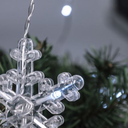 BRILAGI - LED božićna zavjesa 77xLED/3xAA/USB 3,8m pahuljice hladno bijela
