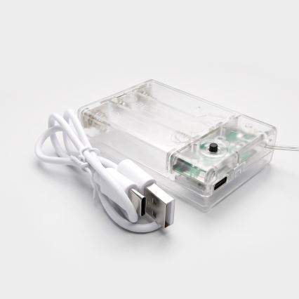 BRILAGI - LED božićna zavjesa 77xLED/3xAA/USB 3,8m pahuljice hladno bijela