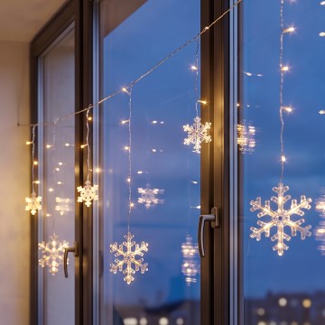 BRILAGI - LED Božićna zavjesa 77xLED/3xAA/USB 3,8m pahuljice topla bijela