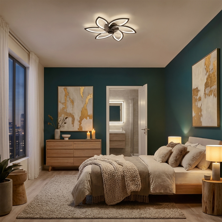Brilagi - LED stropna svjetiljka s ventilatorom, prigušivač svjetla LED/50W/230V 3000-6500K crna + daljinski upravljač