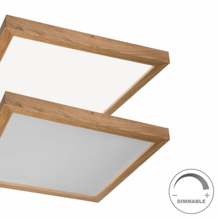 Brilagi - LED stropna svjetiljka za kupaonicu s prigušivanjem WOODY FRAME LED/50W/230V hrast 60x60 cm 3000-6000K IP44 + daljinski upravljač