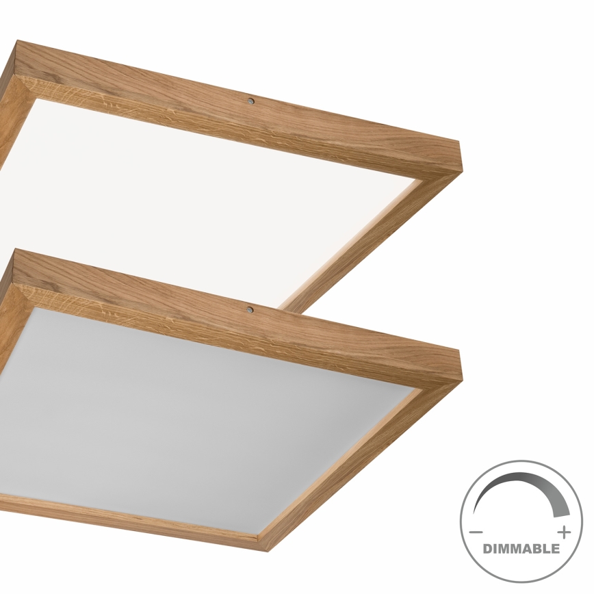 Brilagi - LED stropna svjetiljka za kupaonicu s prigušivanjem WOODY FRAME LED/50W/230V hrast 60x60 cm 3000-6000K IP44 + daljinski upravljač