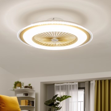 Brilagi - LED dimabilno svjetlo s ventilatorom RONDA LED/48W/230V 3000-6000K zlatna + daljinski upravljač