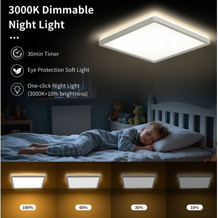 Brilagi - LED stropna svjetiljka s prigušivanjem ULTRA SLIM LED/18W/230V 2700-6500K 30x30 cm bijela + daljinski upravljač