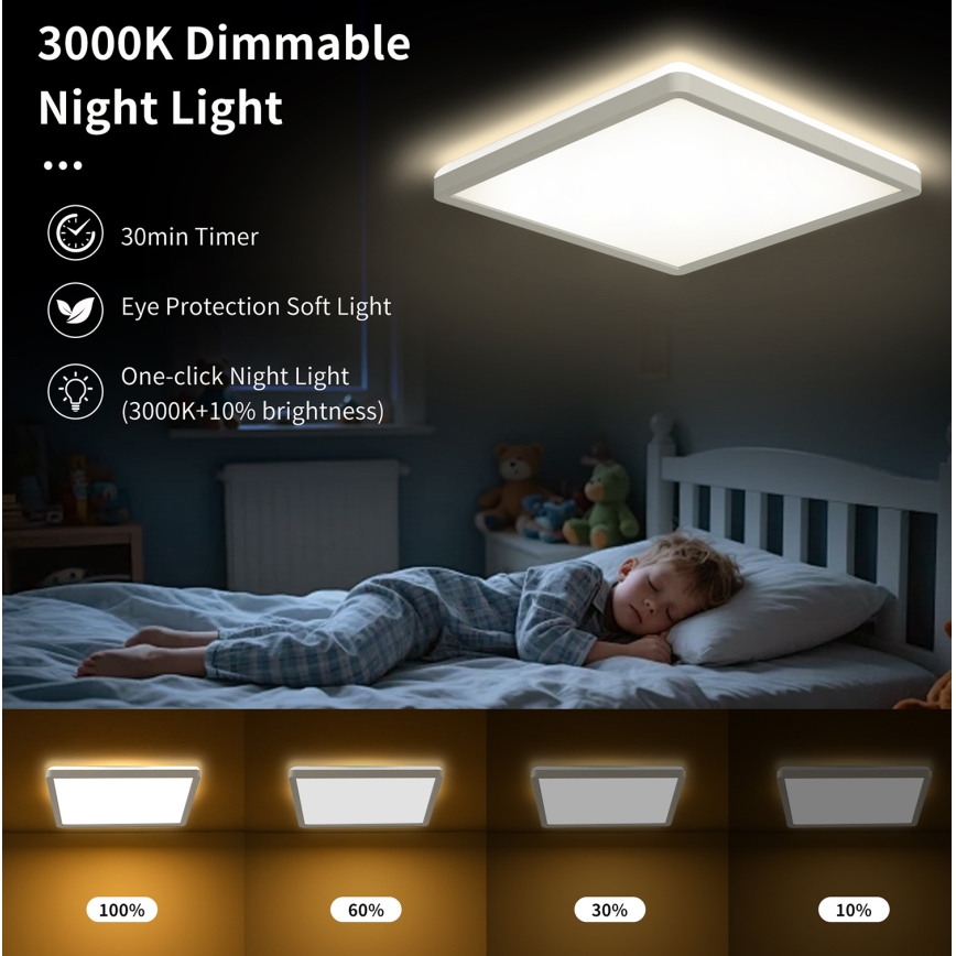 Brilagi - LED stropna svjetiljka s prigušivanjem ULTRA SLIM LED/18W/230V 2700-6500K 30x30 cm bijela + daljinski upravljač