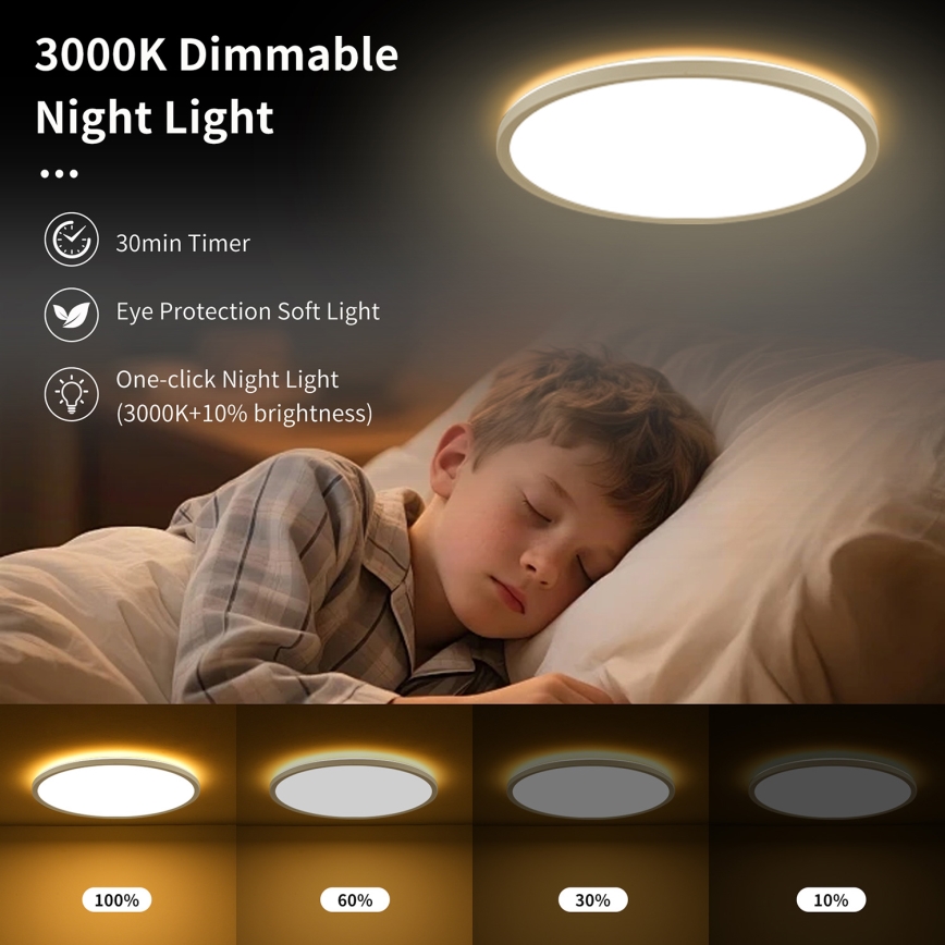 Brilagi - LED stropna svjetiljka s prigušivanjem ULTRA SLIM LED/18W/230V 2700-6500K promjer 30 cm bijela + daljinski upravljač