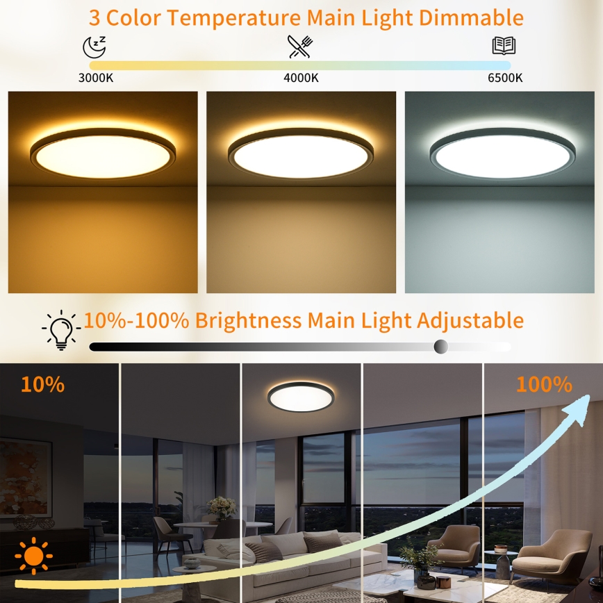 Brilagi - LED stropna svjetiljka s prigušivanjem ULTRA SLIM LED/24W/230V 2700-6500K promjer 42 cm crna + daljinski upravljač