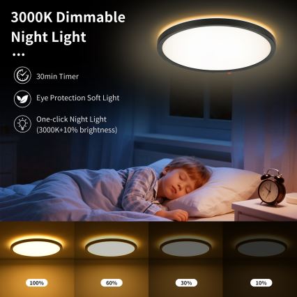 Brilagi - LED stropna svjetiljka s prigušivanjem ULTRA SLIM LED/24W/230V 2700-6500K promjer 42 cm crna + daljinski upravljač