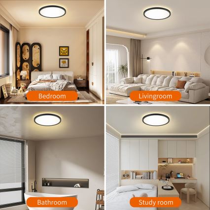Brilagi - LED stropna svjetiljka s prigušivanjem ULTRA SLIM LED/24W/230V 2700-6500K promjer 42 cm crna + daljinski upravljač