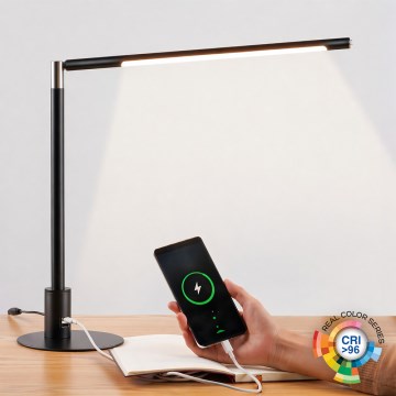 Brilagi - LED dimerabilna dodirna stolna lampa s USB priključcima VARIO LED/7W/230V CRI 96 crna