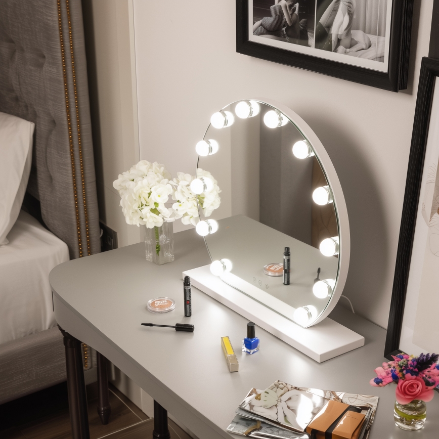 Brilagi - LED prenosivo ogledalo za šminku s prigušivanjem HOLLYWOOD LED/12W/230V 3000/4000/6500K