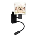 Brilagi - LED dječja fleksibilna zidna lampa BOBO 1xE27/25W/230V + LED/3W crna/bijela/ružičasta/s motivom vila