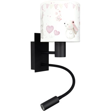 Brilagi - LED dječja fleksibilna zidna lampa BOBO 1xE27/25W/230V + LED/3W crna/krem/zečići