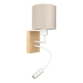 Brilagi - LED dječja fleksibilna zidna lampa BOBO WOOD 1xE27/25W/230V + LED/3W hrast/bijela/bež/točkice