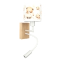 Brilagi - LED dječja fleksibilna zidna lampa BOBO WOOD 1xE27/25W/230V + LED/3W hrast/bijela/medvjedići
