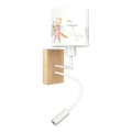 Brilagi - LED dječja fleksibilna zidna lampa BOBO WOOD 1xE27/25W/230V + LED/3W hrast/bijela/s motivom životinja