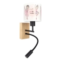 Brilagi - LED Dječja fleksibilna zidna lampa BOBO WOOD 1xE27/25W/230V + LED/3W hrast/crna/bijela/ružičasta/baletke