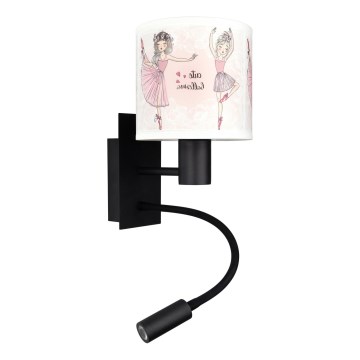 Brilagi - LED dječja fleksibilna zidna svjetiljka BOBO 1xE27/25W/230V + LED/3W crna/bijela/ružičasta/baletke