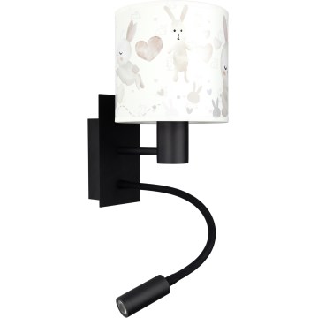 Brilagi - LED dječja fleksibilna zidna svjetiljka BOBO 1xE27/25W/230V + LED/3W crna/bijela/zečići