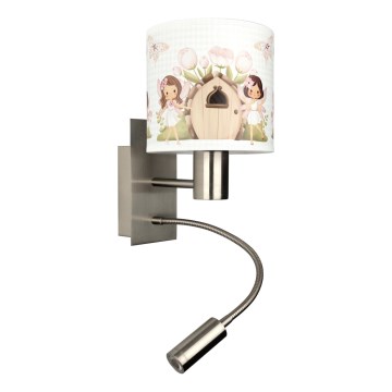 Brilagi - LED dječja fleksibilna zidna svjetiljka BOBO 1xE27/25W/230V + LED/3W matni krom/bijela/ružičasta/vile