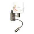 Brilagi - LED dječja fleksibilna zidna svjetiljka BOBO 1xE27/25W/230V + LED/3W matni krom/bijela/sa životinjskim motivom
