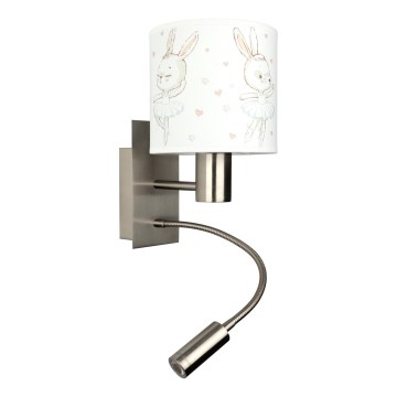 Brilagi - LED dječja fleksibilna zidna svjetiljka BOBO 1xE27/25W/230V + LED/3W matni krom/bijela/zečići