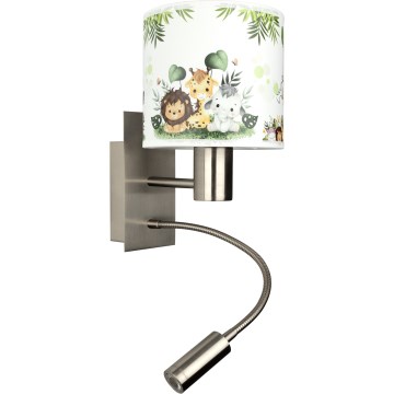 Brilagi - LED dječja fleksibilna zidna svjetiljka BOBO 1xE27/25W/230V + LED/3W matni krom/bijela/zelena/džungla