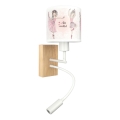 Brilagi - LED dječja fleksibilna zidna svjetiljka BOBO WOOD 1xE27/25W/230V + LED/3W hrast/bijela/ružičasta/balerine