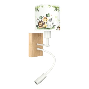 Brilagi - LED Dječja fleksibilna zidna svjetiljka BOBO WOOD 1xE27/25W/230V + LED/3W hrast/bijela/zelena/džungla