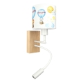 Brilagi - LED dječja fleksibilna zidna svjetiljka BOBO WOOD 1xE27/25W/230V + LED/3W hrast/bijela/životinjice