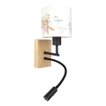 Brilagi - LED dječja fleksibilna zidna svjetiljka BOBO WOOD 1xE27/25W/230V + LED/3W hrast/crna/bijela/sa životinjama