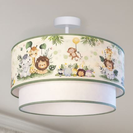 Brilagi - LED dječji nadgradni luster BOBO 1xE27/10W/230V Ø 40 cm krem/zelena/džungla