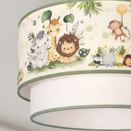 Brilagi - LED dječji nadgradni luster BOBO 1xE27/10W/230V Ø 40 cm krem/zelena/džungla