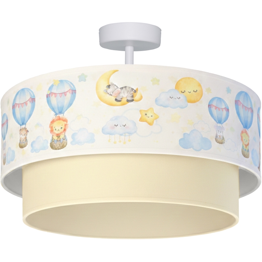Brilagi - LED dječja plafonjera BOBO 1xE27/60W/230V Ø 40 cm bijela/bež/sa životinjskim motivom