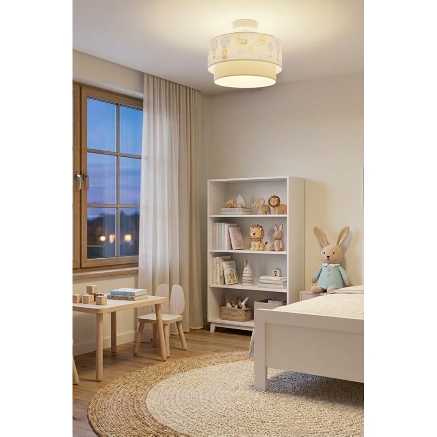 Brilagi - LED dječja plafonjera BOBO 1xE27/60W/230V Ø 40 cm bijela/bež/sa životinjskim motivom