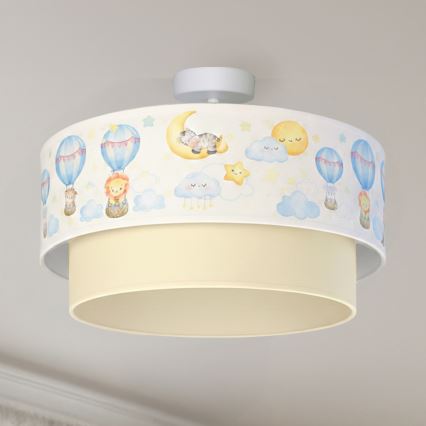 Brilagi - LED dječja plafonjera BOBO 1xE27/60W/230V Ø 40 cm bijela/bež/sa životinjskim motivom