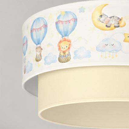 Brilagi - LED dječja plafonjera BOBO 1xE27/60W/230V Ø 40 cm bijela/bež/sa životinjskim motivom