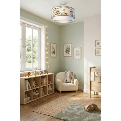 Brilagi - LED dječji nadgradni luster BOBO 1xE27/60W/230V, promjer 40 cm, krem/zelena/džungla