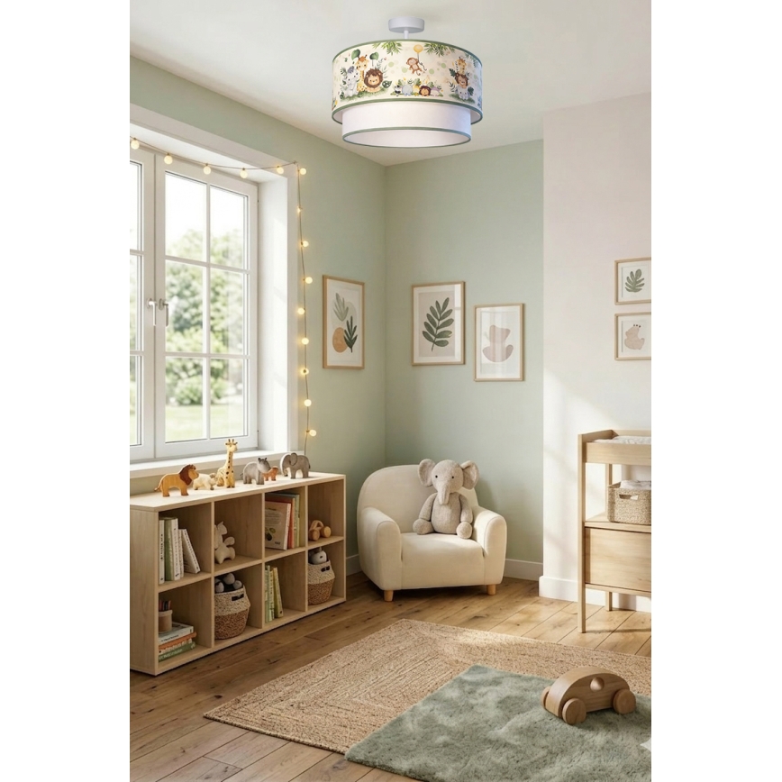 Brilagi - LED dječji nadgradni luster BOBO 1xE27/60W/230V, promjer 40 cm, krem/zelena/džungla