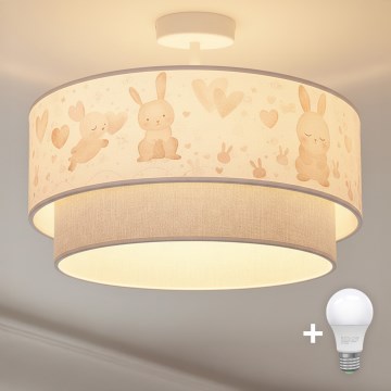 Brilagi-LED Dječja površinski montirana stropna svjetiljka BOBO 1xE27/60W/230V Ø40 cm krem./siva/kraljevsko plava