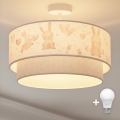 Brilagi - LED dječja prislonjena stropna svjetiljka BOBO 1xE27/10W/230V pr. 40 cm krem/siva/zečići