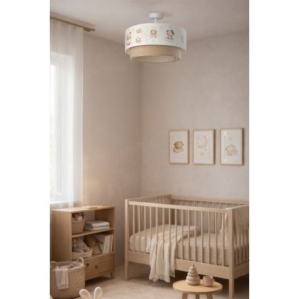 Brilagi - LED dječji nadgradni luster BOBO 1xE27/10W/230V Ø 40 cm bijela/bež/medvjedići