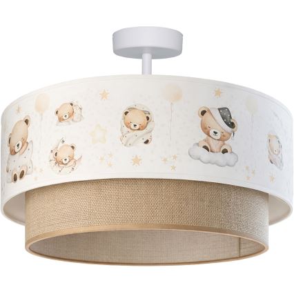 Brilagi - LED dječja plafonjera BOBO 1xE27/60W/230V Ø 40 cm bijela/bež/medvjedići