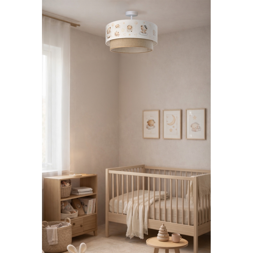 Brilagi - LED dječja plafonjera BOBO 1xE27/60W/230V Ø 40 cm bijela/bež/medvjedići