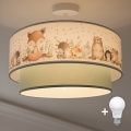 Brilagi-LED Dječja stropna svjetiljka BOBO 1xE27/60W/230V Ø 40 cm bijela/zelena/sa životinjskim motivom
